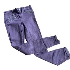 GAP 2 R Modern Stretch Skinny Pants Denim Purple Eggplant Moto Romantic Goth‎